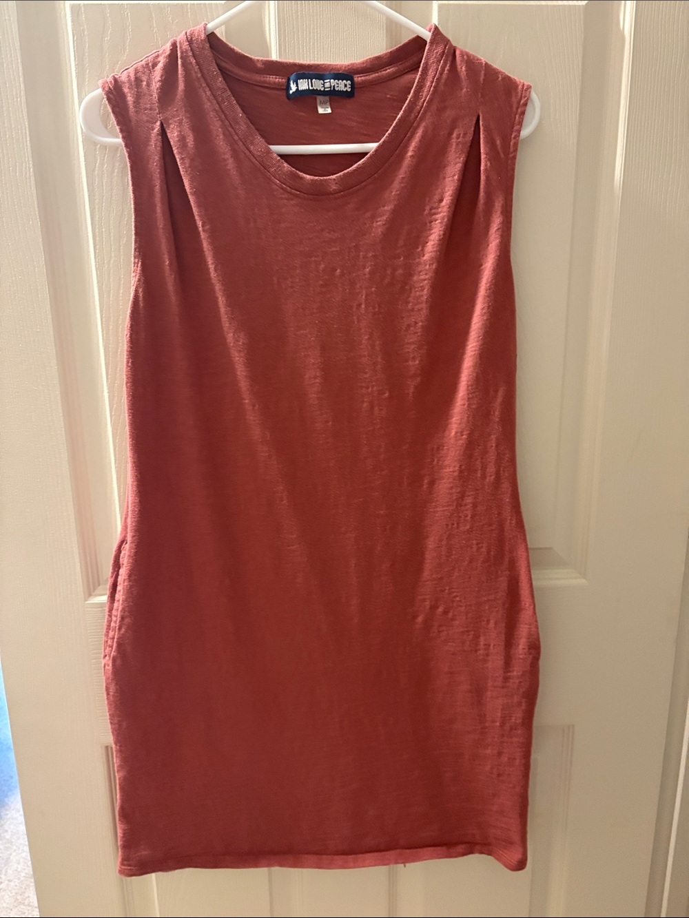 Ink Love & Peace Sleeveless Rust Shift Dress